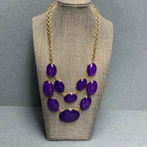 Chunky Ovals Statement Necklace 18 In Purple GoldChain